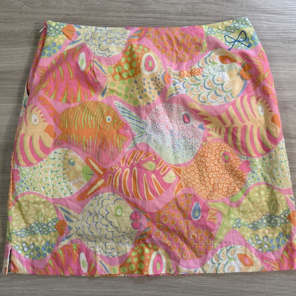 Sydney Elizabeth Golf Skort Pink Tropical Fish Print Cotton Mini Skirt Size 4